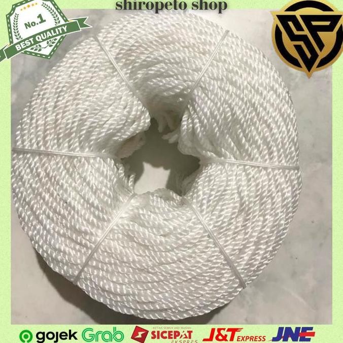 TERLARIS Tali Tambang 3mm 1roll Tali Nilon Plastik Putih Tambang Nylon PE