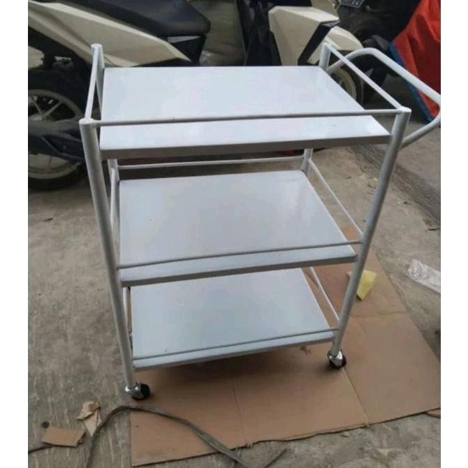 Meja Instrumen 3 Rak Troly Rak Troli Medis Rumah Sakit CS
