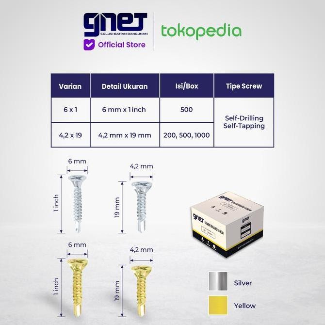 GNET Cement Board Screw | Skrup Papan Semen