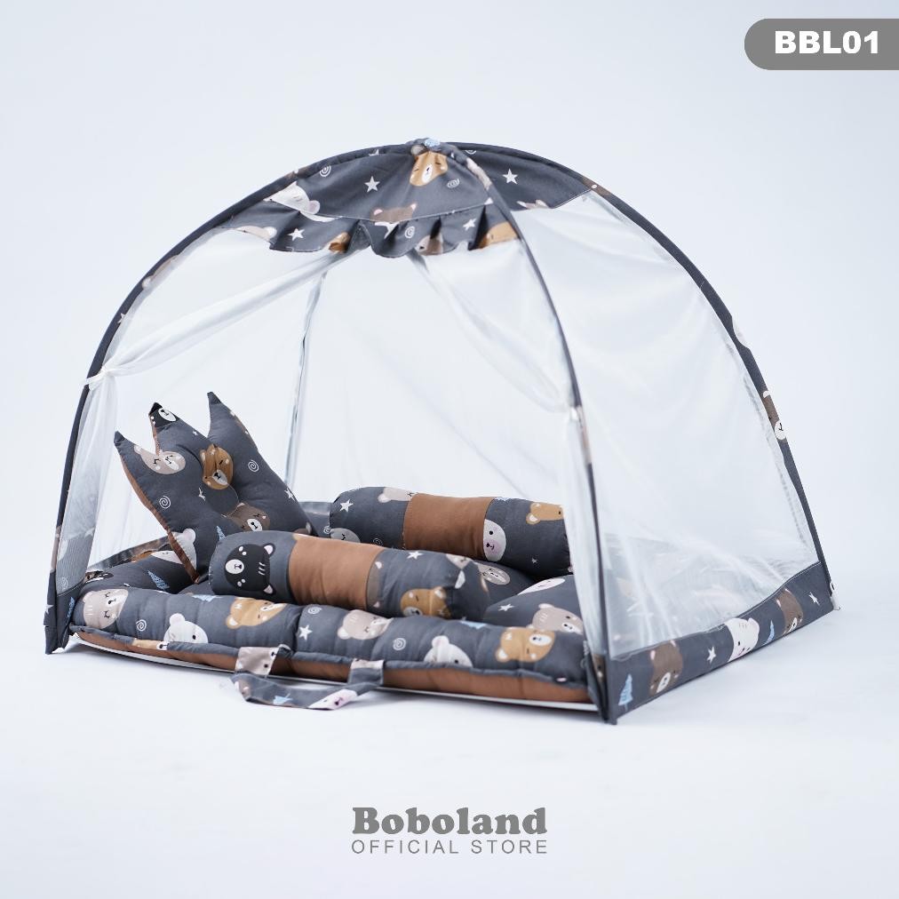 BOBOLAND Kasur Bayi Kelambu Premium Set Lengkap Bantal Guling Kelambu Bayi
