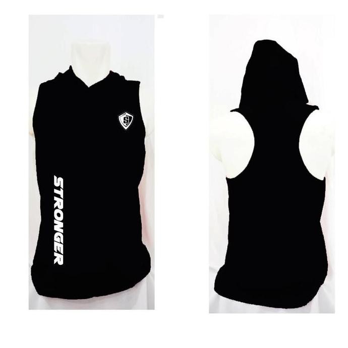 PROMO - Singlet Topi Gym Pria Stronger Hoodie