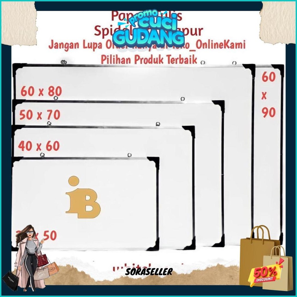 

Papan Tulis 60X90Cm Spidol Dan Kapur Whiteboard / Blackboard Ukuran 60X90 Cod