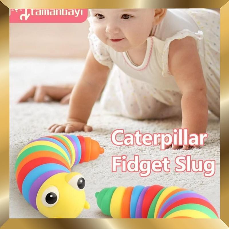 Bisa COD Mainan caterpillar fidget ulat Siput slug toys Ulat sensory play mainan ulat bergerak Maina