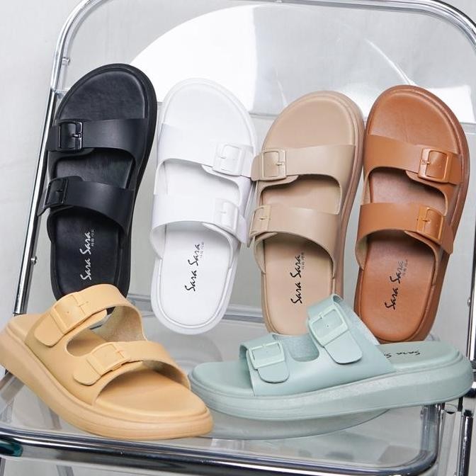 DI13 >> JOI Sandal Wanita Wedges Birken Tinggi 3cm Size 36 - 40 Casual Sendal Cewek Platform Gesper 