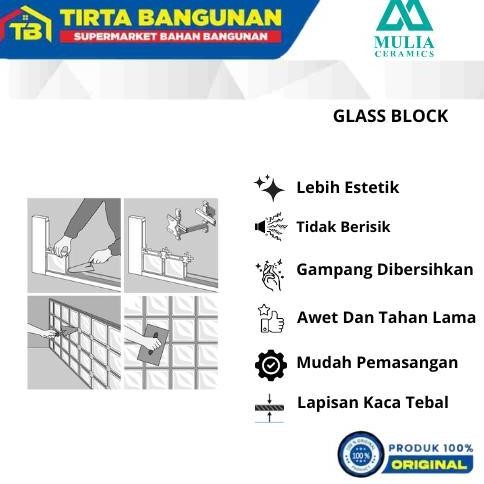 MULIA 95093 BATIK PARANG BENING 19 X  19 X 9.5 CM GLASS BLOCK / BALOK KACA / GLASS BOX