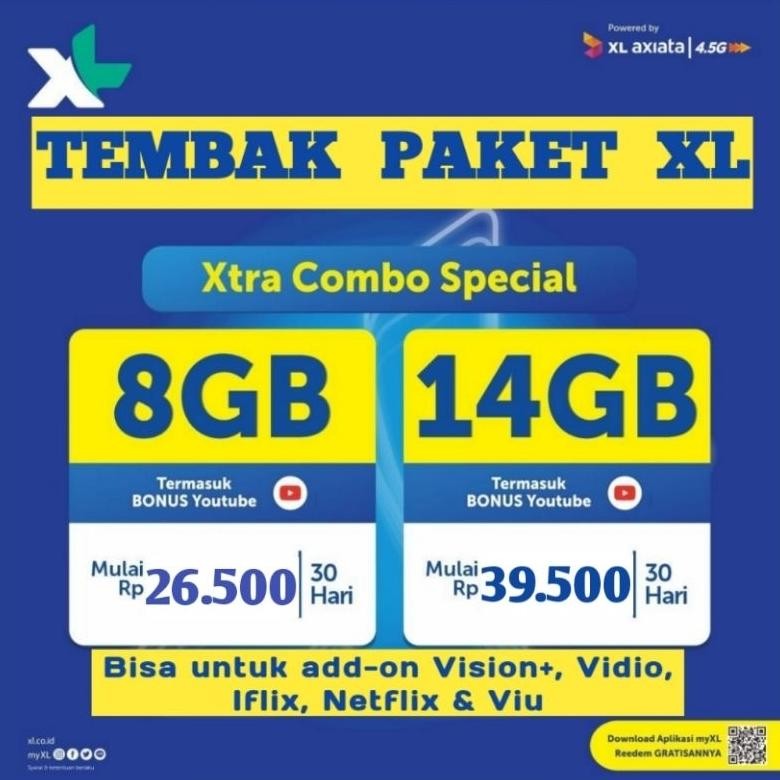 Tembak Paket Xl Xtra Combo Spesial 8Gb, 14Gb
