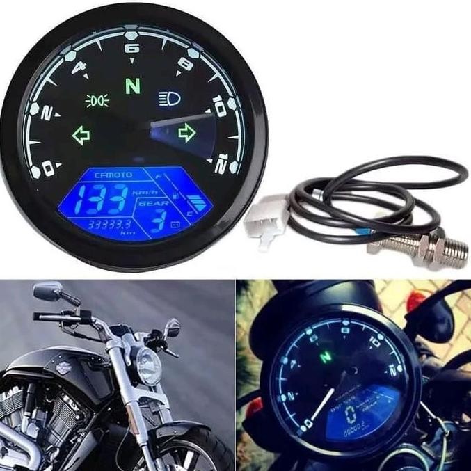 Spidometer Digital Babon Diameter 9Cm Bulat Hitam Motor Vespa Px Tiger Old New Rx King W175 Xsr Vixi