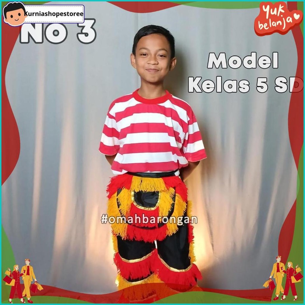 Celana Barongan Anak SD SMP Warna Merah Hijau Biru Hitam Putih Cuci Gudang