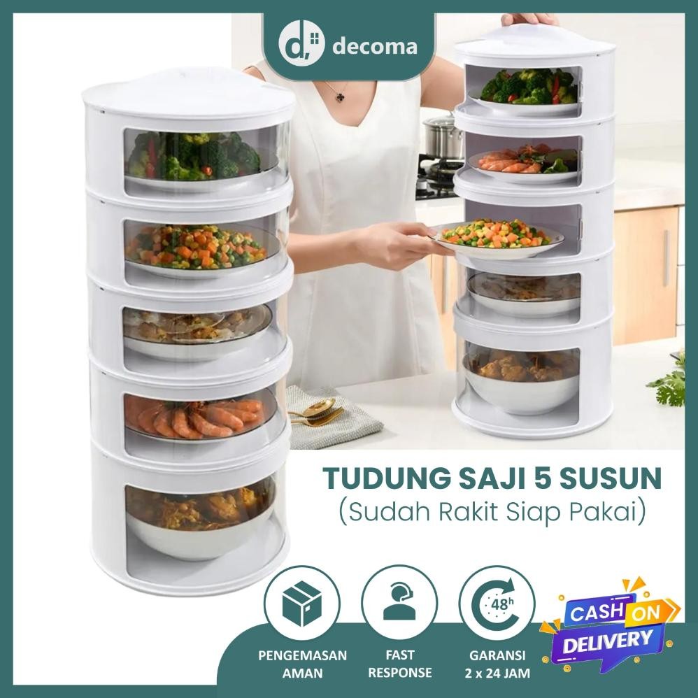 Tudung Saji 5 Susun Multi Storage Rakitan Penyimpanan Makanan Estetik Berbagai Varian Warna SNI