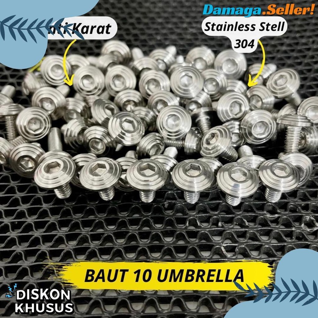 Cod Baut 10 Stainless Baut M6 Lebar Custom Model Spiral Payung