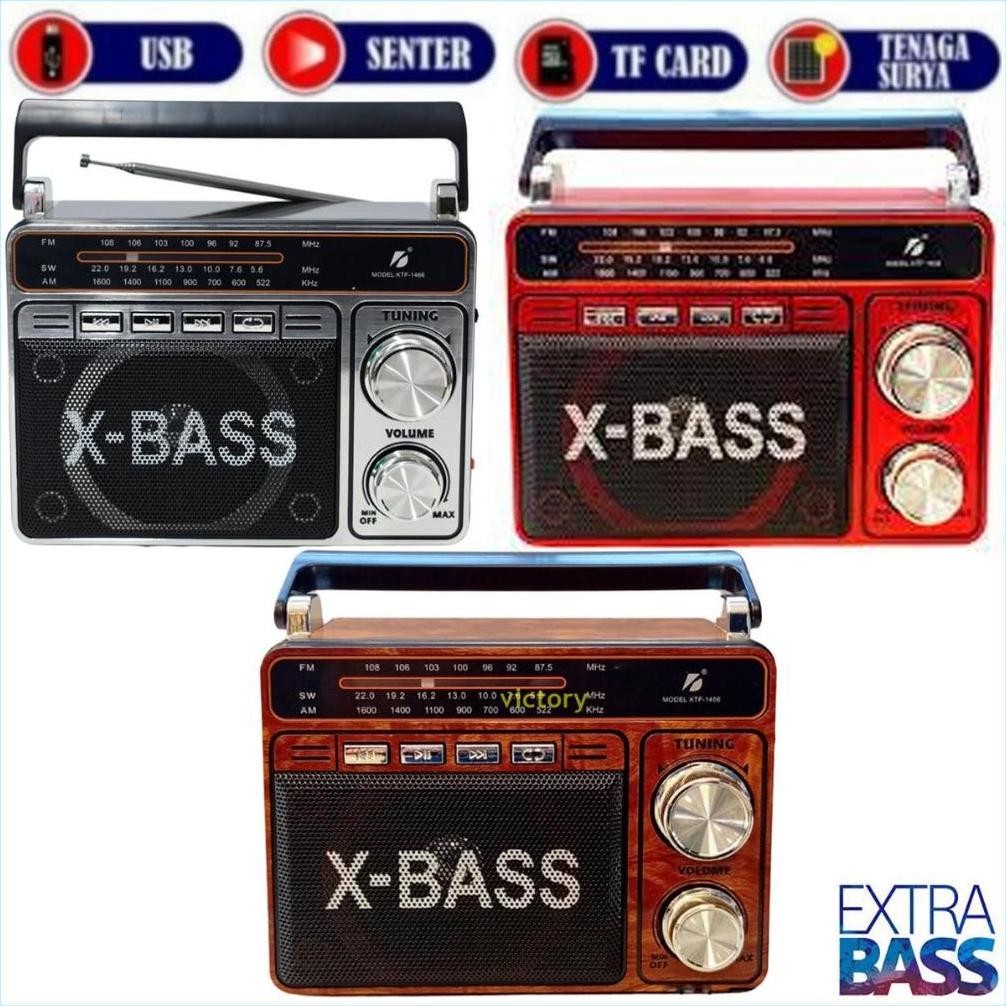 Radio Klasik Radio X-Bass ktf 1466 FM Radio Bluetooth Super Bass