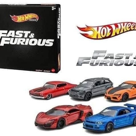 HOT WHEELS FAST FURIOUS NISSAN SKYLINE R34 BIRU SET 5 PCS SEGEL
