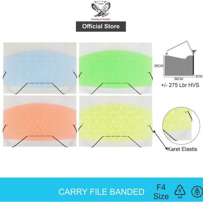 

NEW - EAGLE Carry File Box Banded F4 (Folio) / Tas Dokumen / Map Dokumen Tali Karet Elastis Motif KUBUS