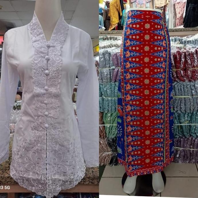 Set Baju Kebaya Encim Bordir Polos / Kebaya Wanita Modern