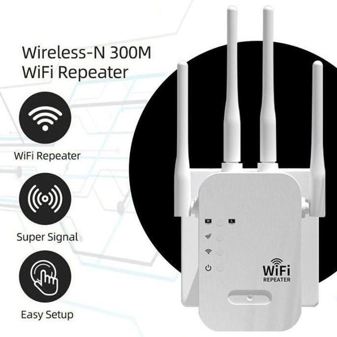 NEW - MKC Penguat Sinyal 4TX WIfi Range Extander 4 Antena Cocok Untuk Perusahaan, Kafe Rumah, Dll