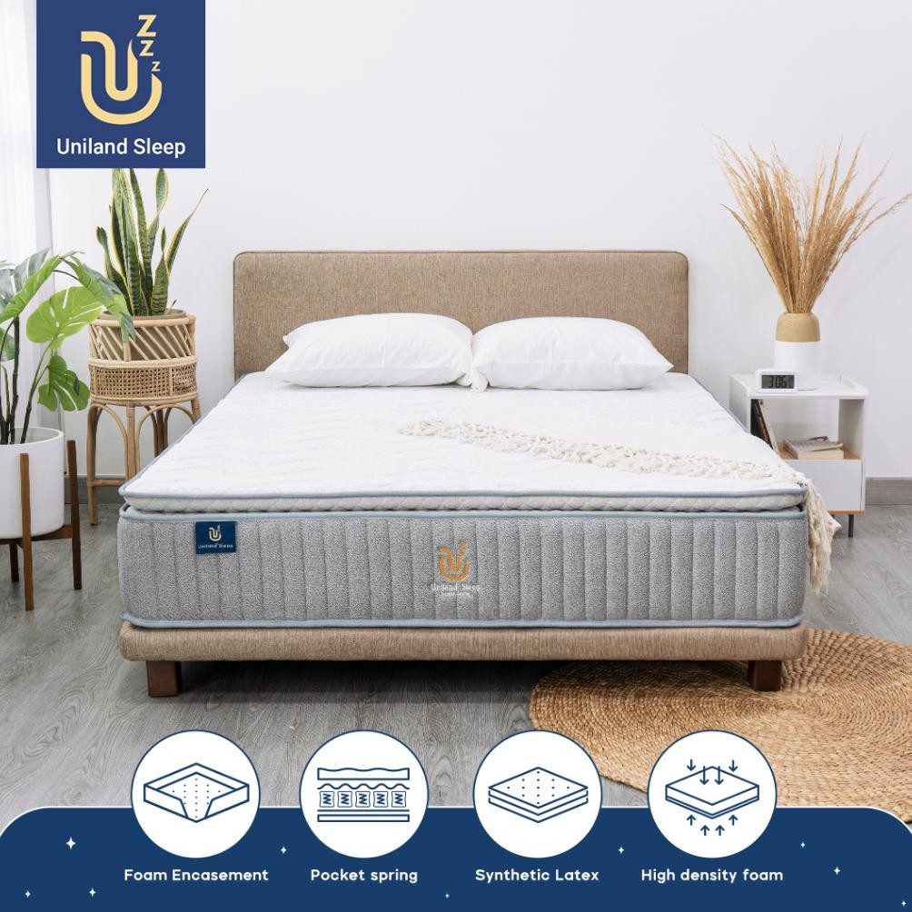 Uniland Sleep Kasur Pocket Spring Latex Hr Single Pillowtop 30Cm