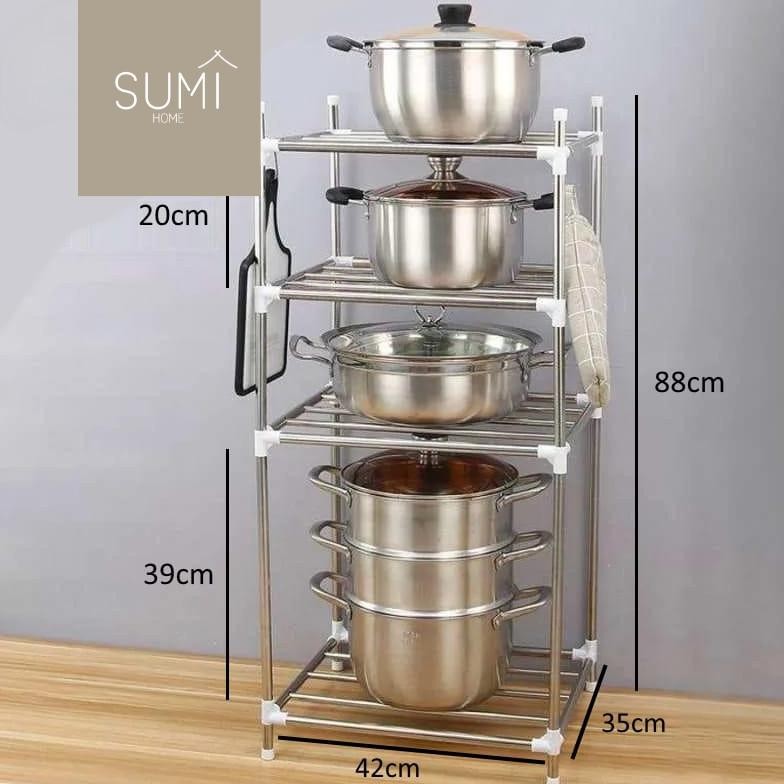 Terlaris Sumi Rak Dapur Stainless Steel Rak Panci Tempat Panci Rak Penyimpanan Stainless Rak Peralat
