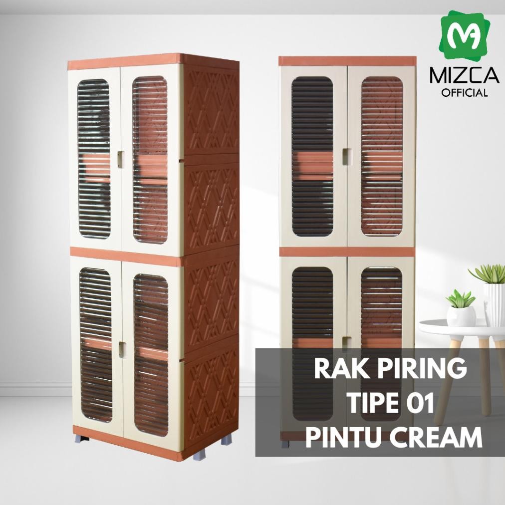 Tg-342 Mizca | Lemari Piring Rak Piring Lemari Susun Lemari Plastik Lemari Dapur Piring Pintu Transp