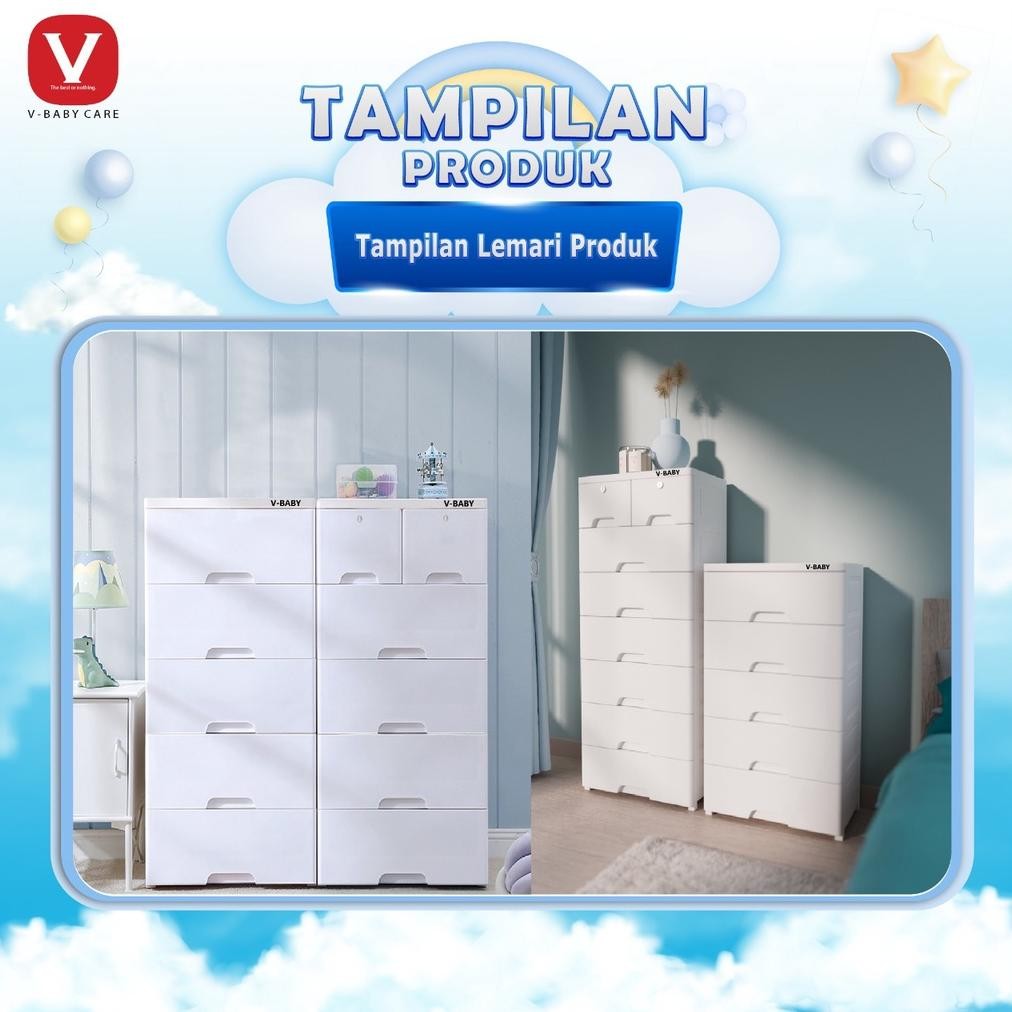 V-Babycare Lemari Pakaian/Lemari Plastik Premium/Lemari Pakaian Anak/Lemari Import V-Babycare-T1
