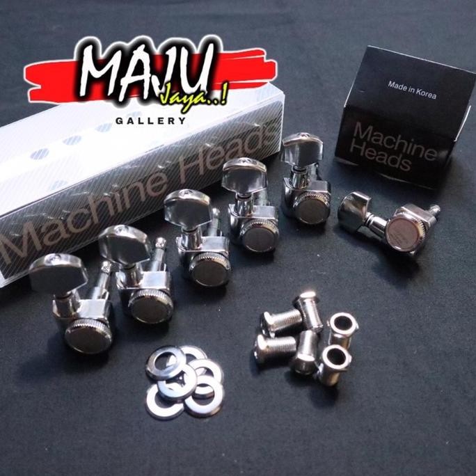 dryer drayer tuning machine head pegs screwless locking pengunci gitar elektrik 6R inline