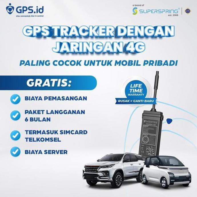 NEW GPS.id Plus GUARDA C40 GPS Tracker Pelacak Kendaraan Jaringan 4G Matikan Mesin Jarak Jauh - Grat