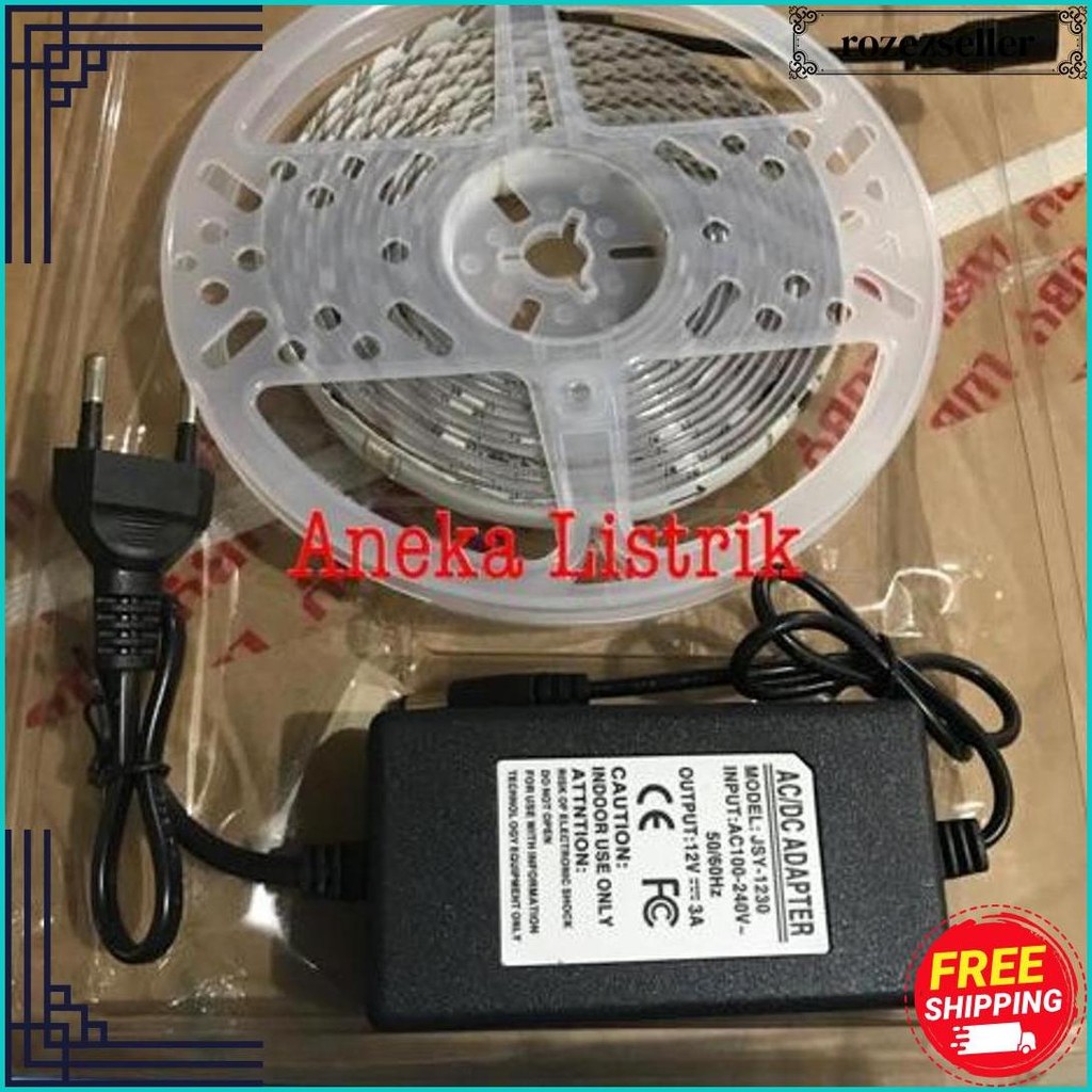 Lampu Strip Rgb 5050 Warna Warni Running Nyala Otomatis Set + Adaptor 4.5Meter (Tanpa Remote) Tiktok