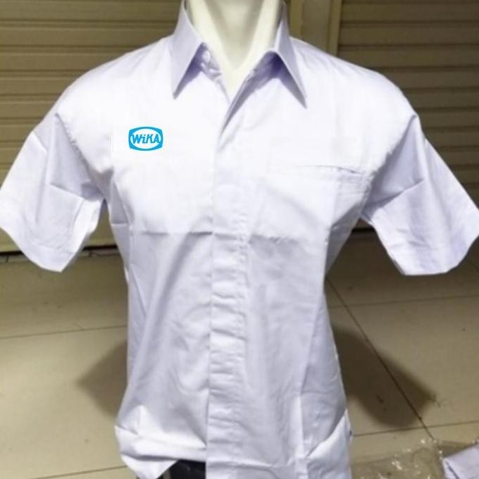 Kemeja Wika Seragam Pt Wijaya Karya Putih Pendek Pria Bordir