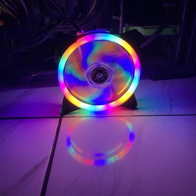 DF204>> Fan casing 12cm RGB Double Ring MOTOSPEED KIPAS CPU RGB