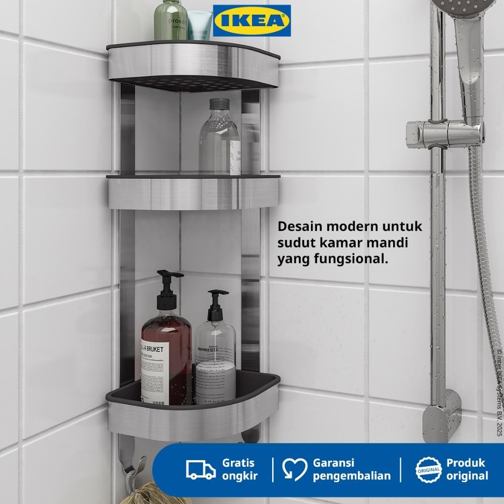 IKEA BROGRUND Rak Dinding Sudut untuk Kamar Mandi 19x58 cm