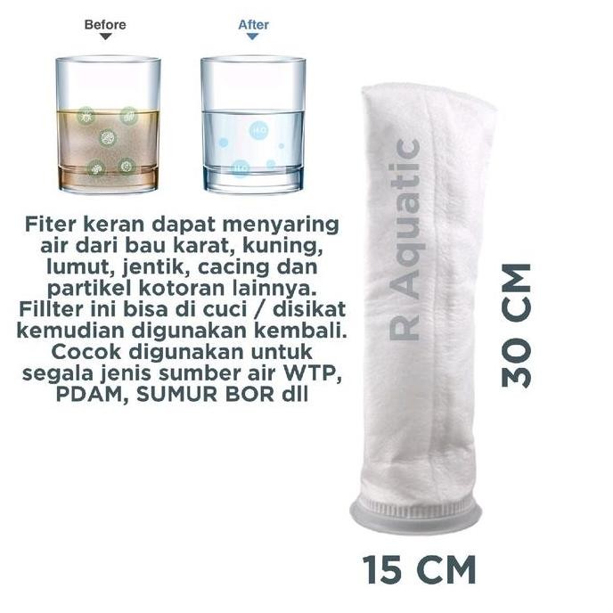 filter kain air keran saringan penjernih water purifier polyester 1 micron 15x30cm