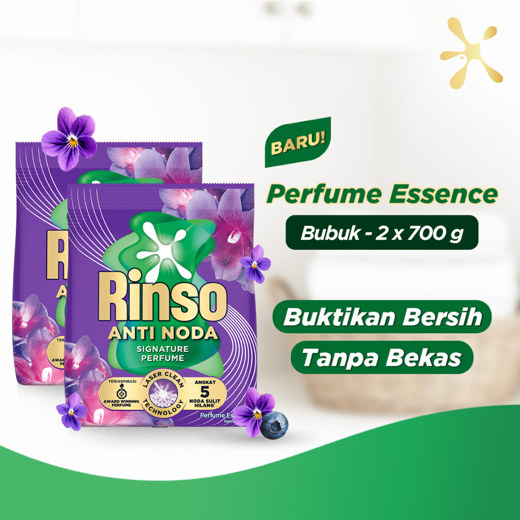 Rinso Molto Detergent Bubuk Deterjen Anti Noda Perfume Essence 700 g x2