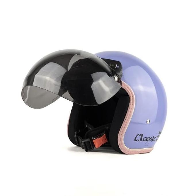 Helm Retro Bogo Wanita Cewek Perempuan Hijab Dewasa SNI Kaca Cembung