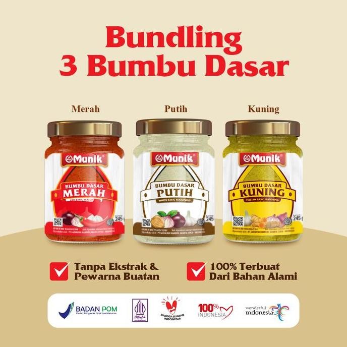

Munik Paket Lengkap Aneka Bumbu Dasar 245Gr (3Btl)