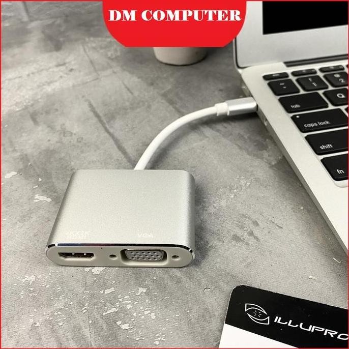 Converter Type C to HDMI VGA Connector USB Type C to HDMI VGA 2 in 1