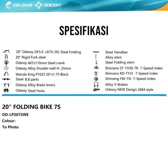 Sepeda Lipat Odessy 20" OD LP 20 72 WE - 7 Speed