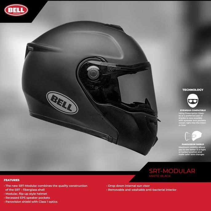 TERMURAH - Helm Bell SRT Modular Matte Black Modular