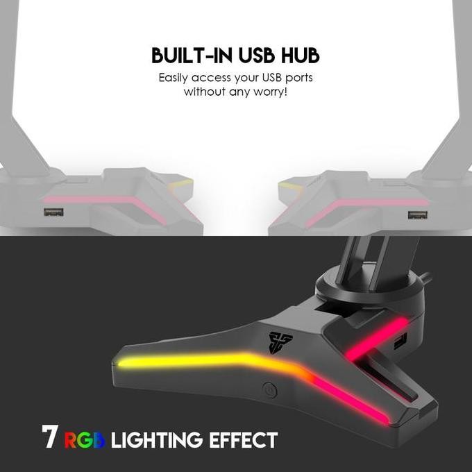 Stand Gantungan Headset Fantech AC304 Pro Tower II RGB + USB Hub