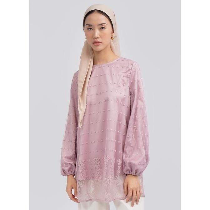 Executive Round Neck Embroidered Blouse 5-BLWFLR325B333 Lt. Pink TK