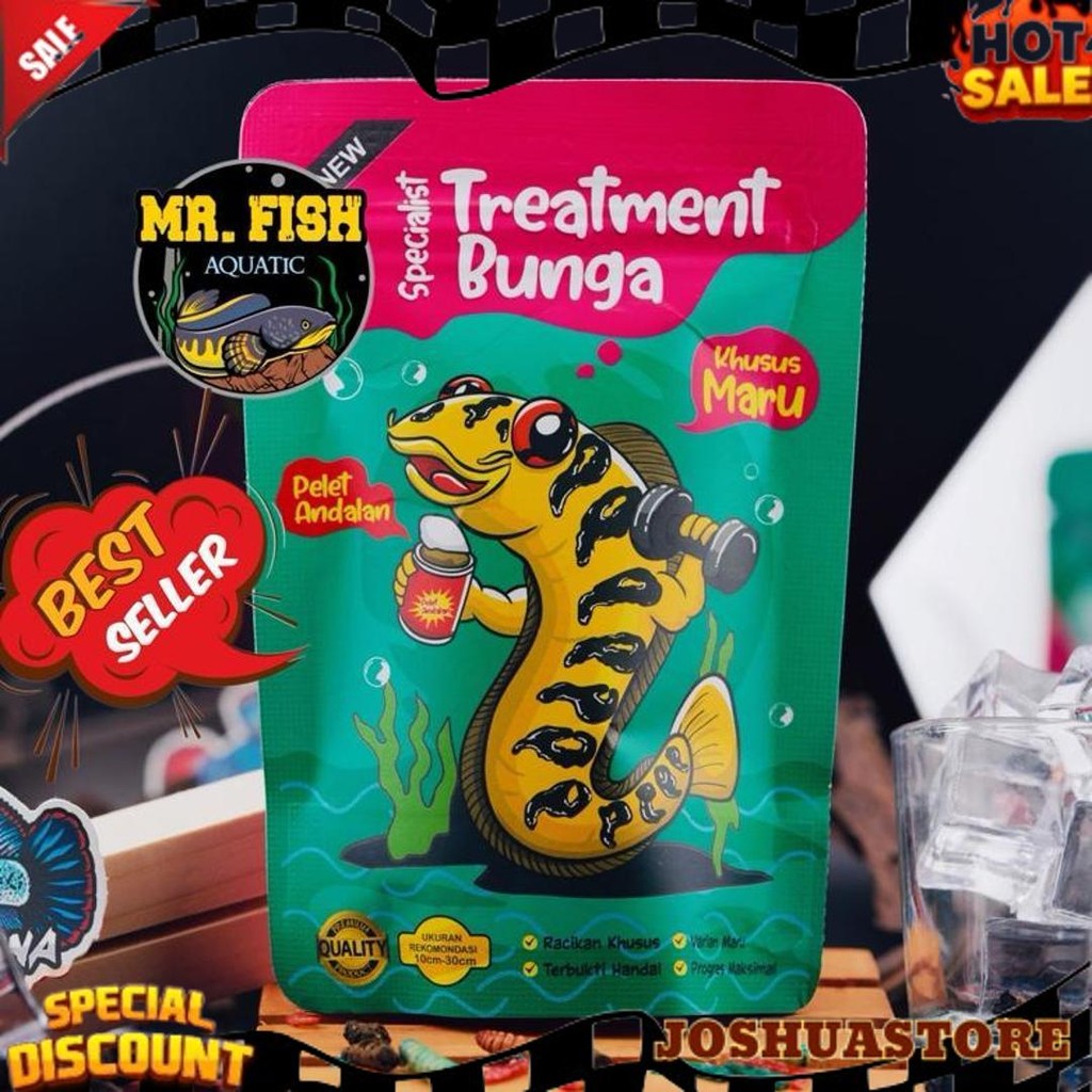 New produk PELET ANDALAN Mr. fish bukan BANG FISH  AQUATIC 60gram UNTUK PROGRES BUNGA CHANNA MARU