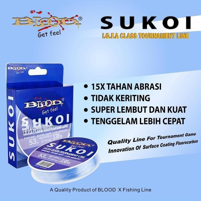Ready Senar Pancing Super Kuat Blood-X Sukoi Fluorocarcon Coated - Biru Laut