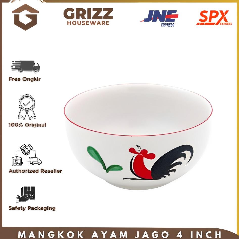 Kedaung Mangkuk Sayur / Vegetable Bowl Kukuruyuk 4'5 Inc Mangkok Nasi Kopin Ayam Jago Ukuran 4,5 Inc