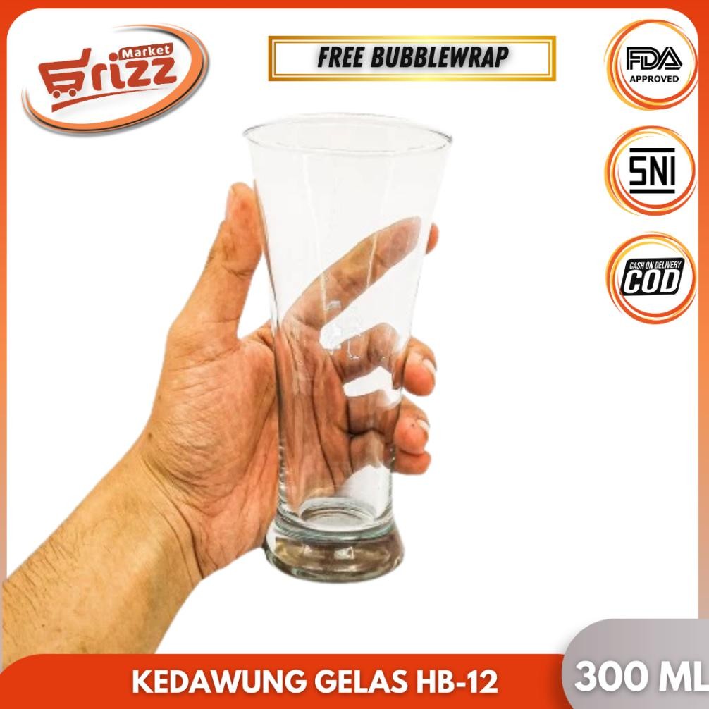 Gelas Kaca Kedawung I 300Ml Minum Jus Sirup Bening Unik Cafe Beling Cantik Korea Hb-12 Trend