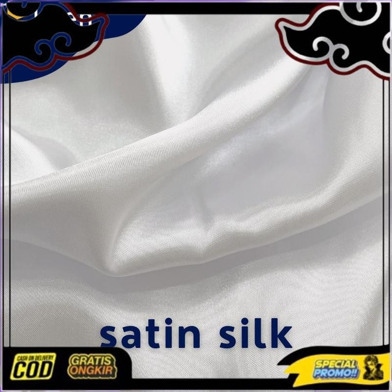 Cod Kain Satin Silk Putih / Kain Sublim / Kain Sublime / Kain Printing (L: 150 Cm)