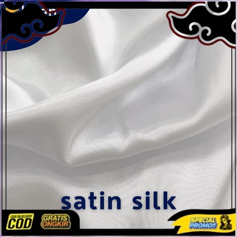Cod Kain Satin Silk Putih / Kain Sublim / Kain Sublime / Kain Printing (L: 150 Cm)