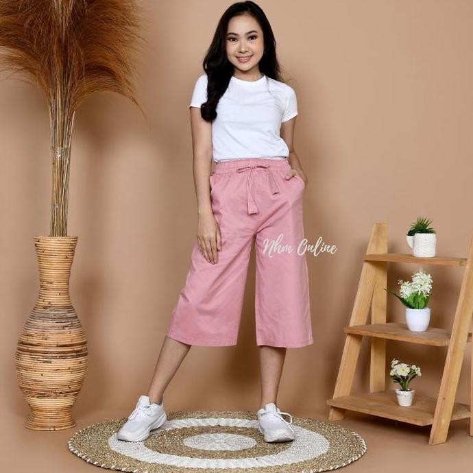 Celana Kulot Pendek Wanita Polos Celana Pendek 7/8 Katun Stretch LA