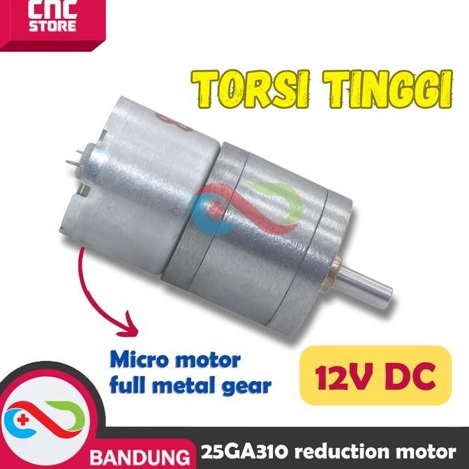 Motor Dc Gearbox 25Ga310 Metal Gear High Torque 12V Dc Gear Box Baru