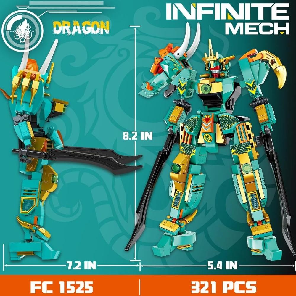WISHALIFE NINJA MECH DRAGON ROBOT WARRIOR BAUSTEINE SET, KREATIVE ACTIONFIGUR SPIELZEUG GESCHENK FR