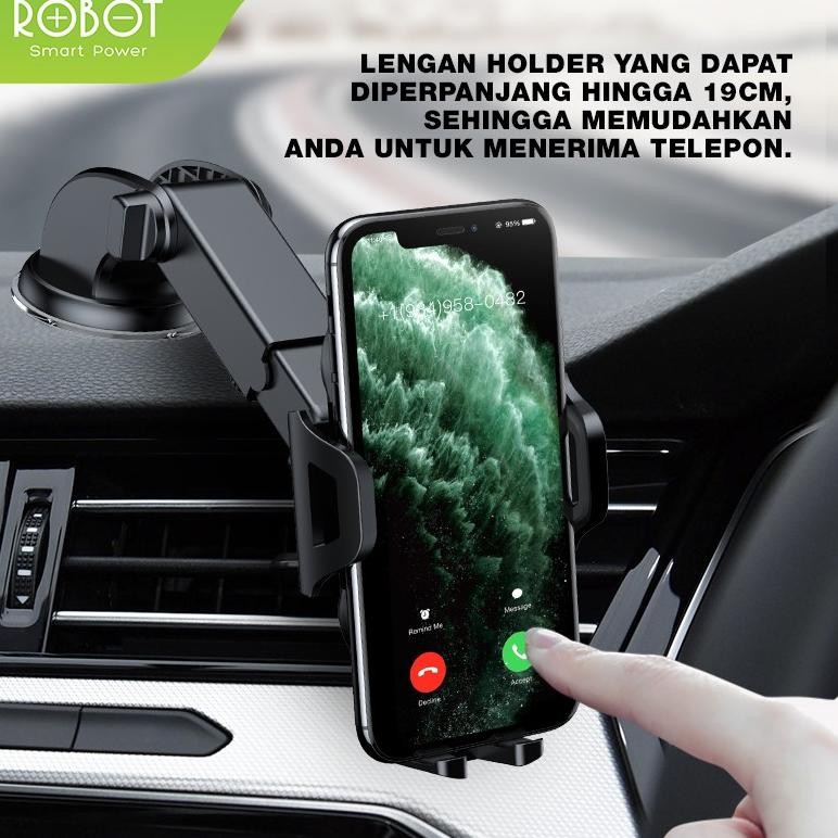 100% Ori Ukd- Robot Universal Car Holder Hp Holder Mobil Dashboard Putar 360 Suction Lock Rt-Ch12 Or