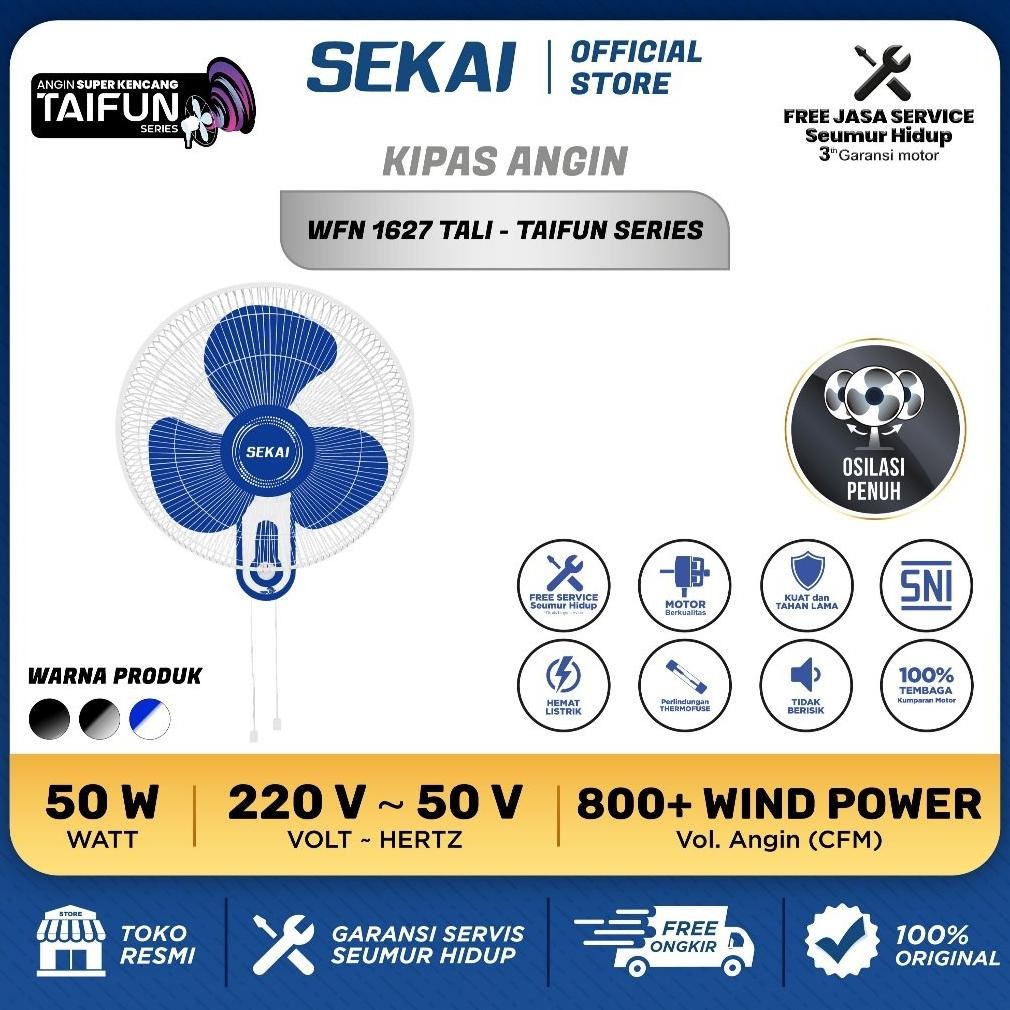 Flash Sale Et-98 Sekai Kipas Angin Dinding / Wall Fan Tornado 16 Inch Taifun Series  -  Wfn 1626 / W