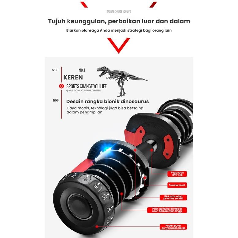 Adjustable Dumbell Barbell 2.5-24 KG Dumbell Barbel Fitness Alat Fitness Set Peralatan